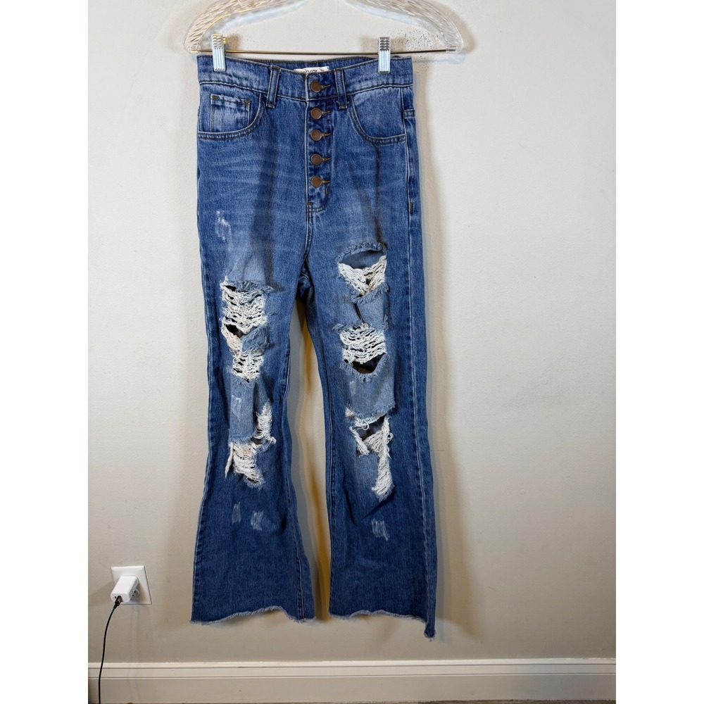 Vibrant MIU Womens Flare Jeans Distressed Blue Size 5 w26